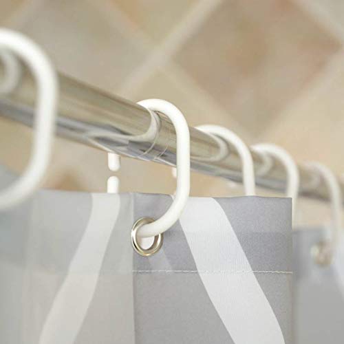 EASYBUYTECH Polyester Waterproof Washable Shower Curtain Set with 12 Hooks, Grey(180x180cm)