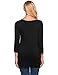 Womens Scoop Neck Loose Blouse 3/4 Sleeve Asymmetrical Button Design Tunic Tops (XXL, Black)