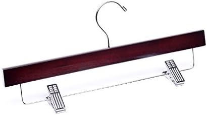 Adult Dark Walnut Bottom with Clips Wooden Hanger