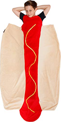 Silver Lilly Food Shaped Sleeping Bag Blanket - Novelty Wearable Plush Fleece Throw Blanket for Kids and Adults (Hot Dog)
