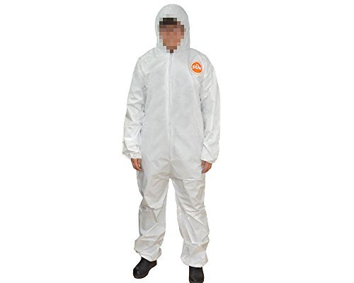 Disposable Elastic Wrist, Bootie & Hood White Tyvek Protective Coverall Suit (XL) by ISPORT