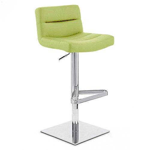 Zuri Furniture Lime Green Lattice Square Base Adjustable Height Swivel Armless Bar Stool