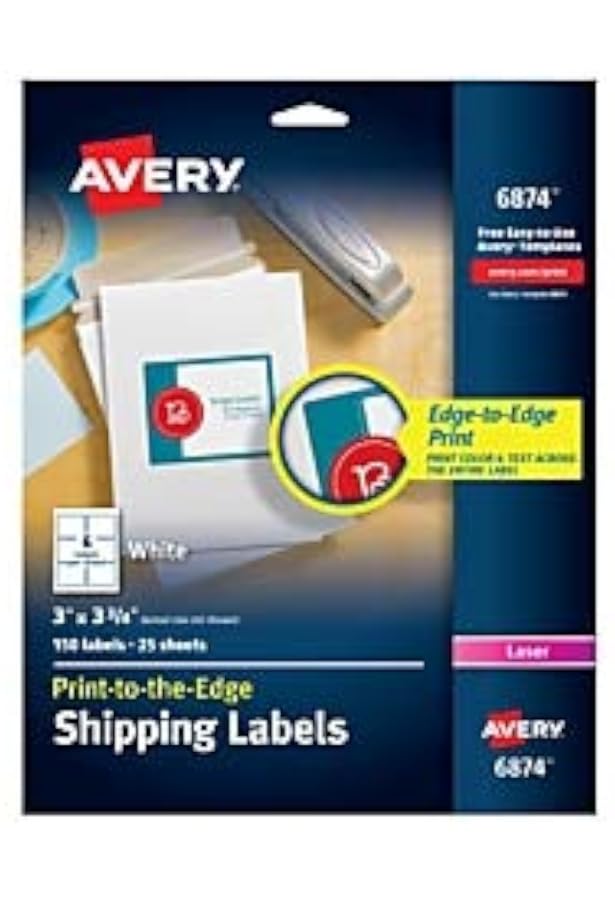 Avery Matte White Square Labels with Sure Feed, 3