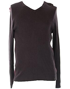 Calvin Klein New Plum Ribbed Front V-Neck Sweater L
