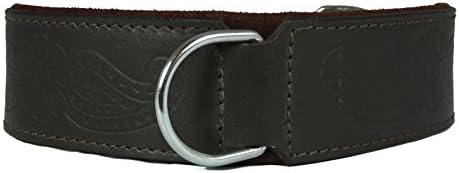 4doggies Brown Leather Paisley Embossed Dog Collar For Staffy Staffordshire Bull Terrier Bulldog (20-24 Inch - 2 Inch Wide)