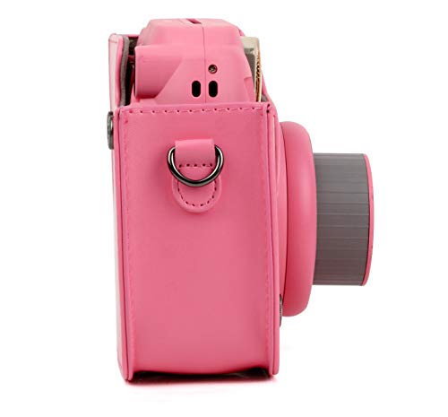DKEnjoy Compatible Fuji Instax Mini 8/8+/9, PU Leather Camera Case Bag with Adjustable Strap for Fujifilm Instax Mini 8/8+/9 Instant Film Camera (Pink)