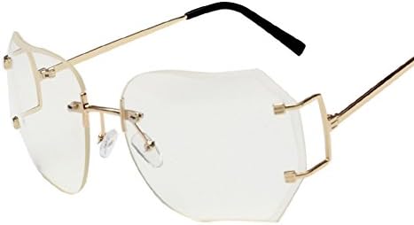 JanDream Women Unique Hot Sell transparent Eyeglasses Rimless Glasses Oversized Clear Lens Big Size Sunglasses