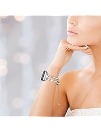 Wearlizer Bling Jewelry U Type   Correa de repuesto para reloj Apple Watch (1.496 in, 1.575 in, acero con diamantes de imitación para mujer, cadena de metal, serie 4, 3, 2 y 1)