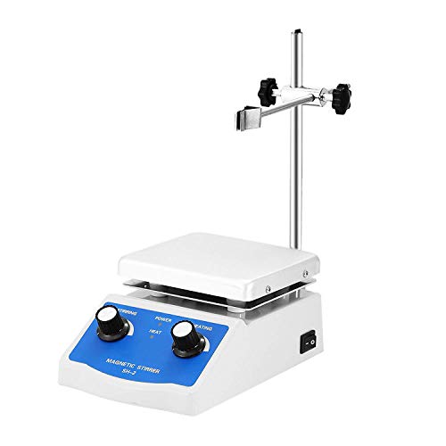 Magnetic Stirrer SH-2 Heating Plate 1000ml Magnetic Stirrer Hot Plate 100-1600 RPM Magnetic Stirrer Kit 180W Heating Power 380℃ for Lab Liquid Mixing Heating (SH-2)
