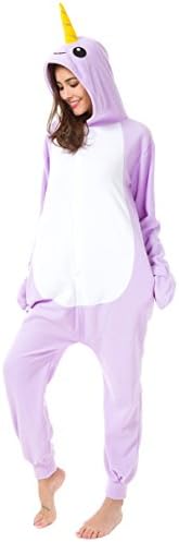 Foresightrade Adults and Children Animal Narwhal Multi-Color Cosplay Costume Pajamas Onesies Sleepwear (XS fit for Height 130-145CM (51"-57"), Purple)