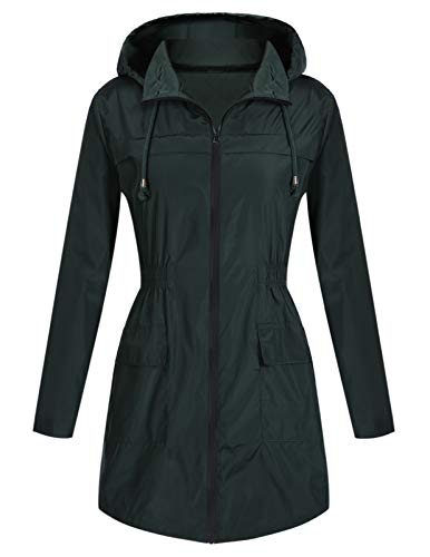 Women Raincoat Waterproof Rain Jacket Reusable Unisex Men Women Long Rain Wear L Green