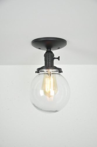 Globe Ceiling Light - Black Light Fixture - Ceiling Mounted - Flush Mount - Glass Globe Light - Modern Ceiling Light - Semi Flush Mount Lamp