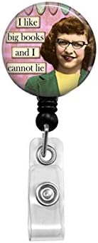 I Like Big Books and I Cannot Lie - Retractable Badge Holder - ID Holder - Teacher Badge Reel - Nurse Badge Reel - Nerdy Girl - Retro Women - Book Lover - Office Badge Holder