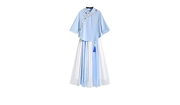 Amazon.com: Hanfu - Vestido moderno de estilo chino mejorado para mujer,  con estampado antiguo, falda corta : Herramientas y Mejoras del Hogar