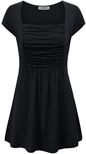 JCZHWQU Womens Square Neck Short Sleeve Dressy Tunics