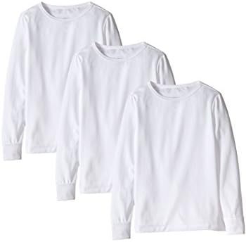 Girls Thermal Underwear Base Layer Long Sleeve Crew Top Shirts - 3 Pack (3 Pack White, 6)