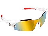 Poshei P04 Polarized Sports Sunglasses with 5 Set Interchangeable Lenses for Biking Fishing Running Driving Golf Baseball (White&Red)