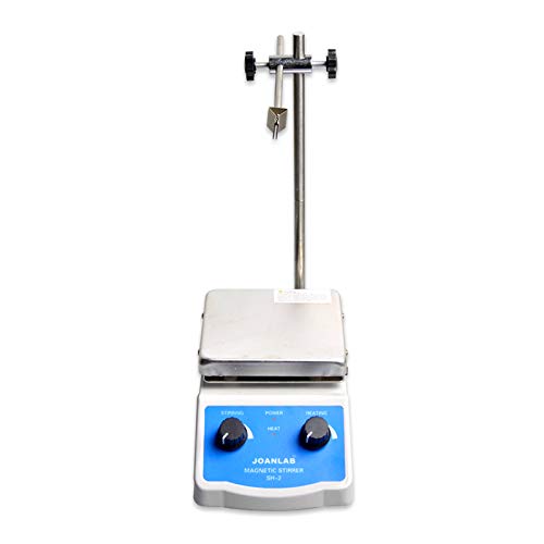 JoanLab SH-2 Integrated Magnetic Stirrer with Analog Hot Plate, 2,000mL, 100-1400rpm, 350°C Max. Temp, 30mm Stir Bar and Thermometer Support Stand Included
