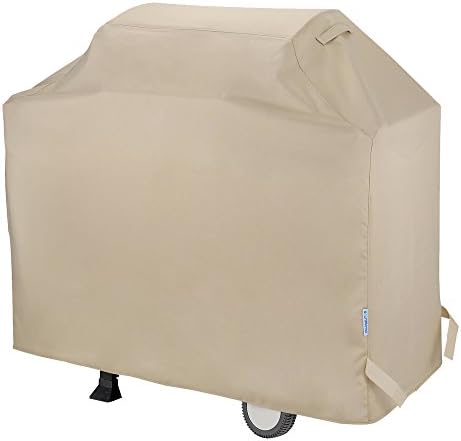 SunPatio Outdoor Gas BBQ Grill Cover, 70 Inch Patio Barbecue Smoker Cover, Heavy Duty and Waterproof Material, Fits Grills of Weber, Char-Broil, Nexgrill, Brinkmann and More, Beige