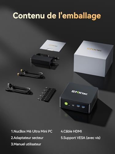 GMKtec M6 Ultra Mini PC Games with Ryzen 7640HS (Replacement for 6600H/6800U), 16GB DDR5 RAM, 512GB SSD, Dual NIC LAN 2.5GbE, 4K Triple Display, WiFi 6, USB4, BT 5.2, DP, HDMI 2.0