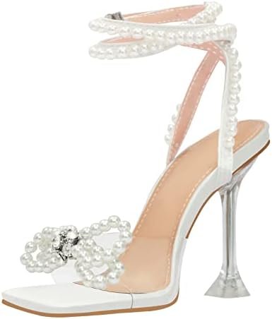 haydn glitter rhinestone bow ankle strap clear dress heels Haydn Clear Rhinestone Bow Ankle Strap Dress Heels