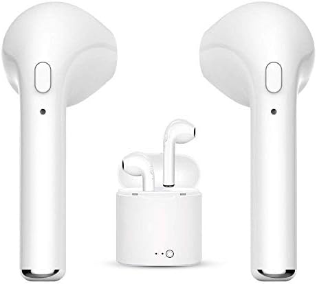DITTOU Stereo Wireless Headphones, Mini Bluetooth Earbuds Mic Charging case Smartphone LG G5 G4 G3, iPod Shuffle, iPod Nano 7, Samsung Galaxy S7 S6,etc (White) (White)