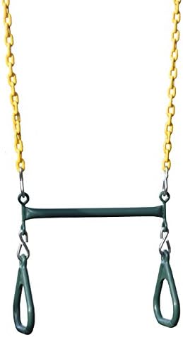 Heavy Duty Playground Trapeze Bar with Rings Extra Long 38 Inch Chain Swing Set (Trapeze Bar)