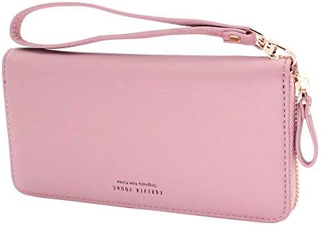 Long Wallet for Women Clutch Purse Bag Card Cash Phone Holder Case with Zipper Wristlet Strap