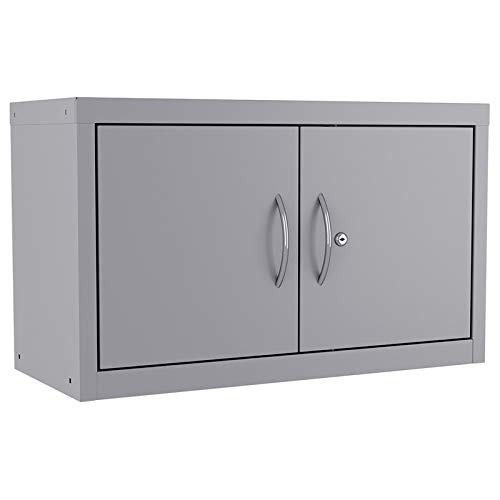 Pemberly Row Wall Mounted Upper Cabinet 18x30x13 Adjustable Shelf in Platinum
