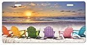 Beautiful Scene Beach Chairs Metal License Plate Custom Car Metal License Plate
