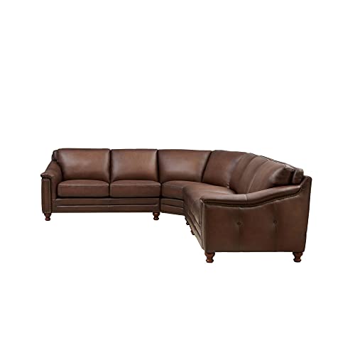 Hydeline Belfast 100 Leather Sectional, 4Piece, Dark Brown Pricepulse