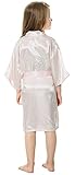 Joytton Girl's Satin Kimono Robe with Embroidered Flower Girl(10,Light Pink)