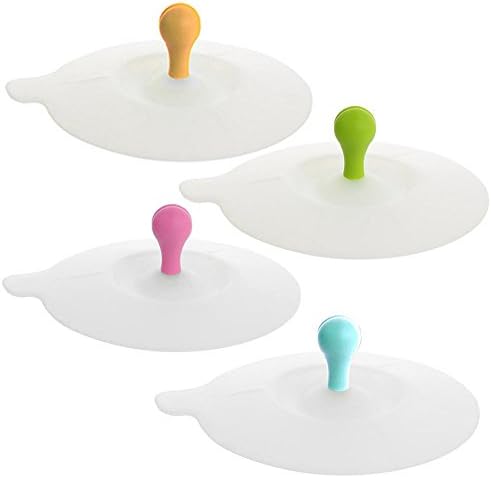 4 Pcs Anti-dust Silicone Cup Lids, Glass Cup Cover, Leakproof Silicone Clip Spoon Ceramic Cup Cover Lid