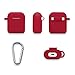 GMYLE Protective Case for Airpods, Silicone Wireless Charging Earbuds Cover with Keychain Accessories kit Set Compatible with Apple AirPods 2 & 1 – True Red
