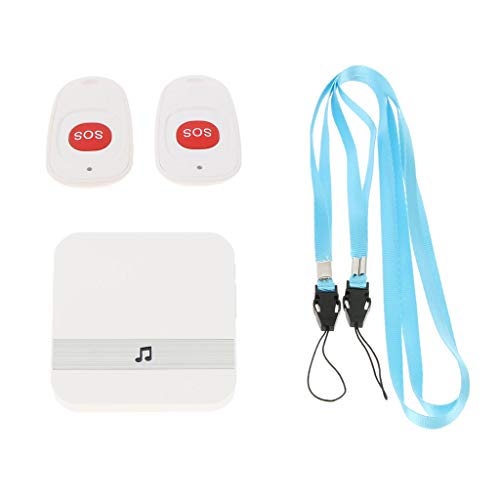 Prettyia Patient Elderly Handicapped Wireless Caregiver Pager Receiver Alert with 2 Call Buttons & Neck Straps US Plug