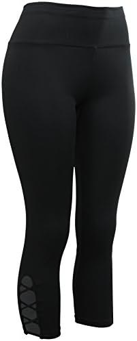 Love Charm Women's Seamless Active wear Capri with Lattice Cut Outs-Yoga Lattice Capri, Exercise Capri, Everyday Capri with Lattice cutouts at ankle (EXTRA LARGE, BLACK)