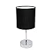Simple Designs LT2007-BLK Chrome Mini Basic Table Lamp with Fabric Shade, Black