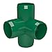 FORMUFIT 1” 4-Way Tee Furniture Grade PVC Fitting in Green, Made in USA, UV-Resistant, Impact-Proof, 1.315” Actual Socket Diameter (Pack of 4) - F0014WT-GR-4