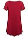 JollieLovin Women's Plus Size Tops Summer Tunic Short Sleeve Loose Fit T-Shirt to Wear with Leggings(Wine Red,3X)