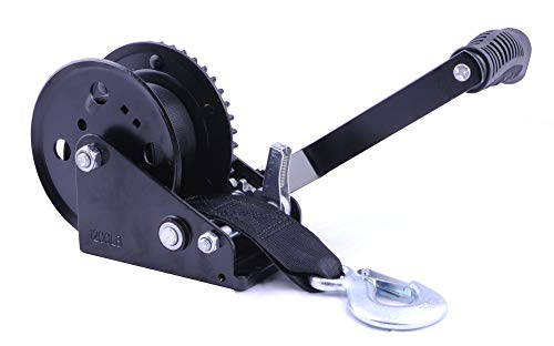 Trailer Winch 1200LB EDC Coasted Black Dual Drive Winch with 25-Foot Strap - Image 6