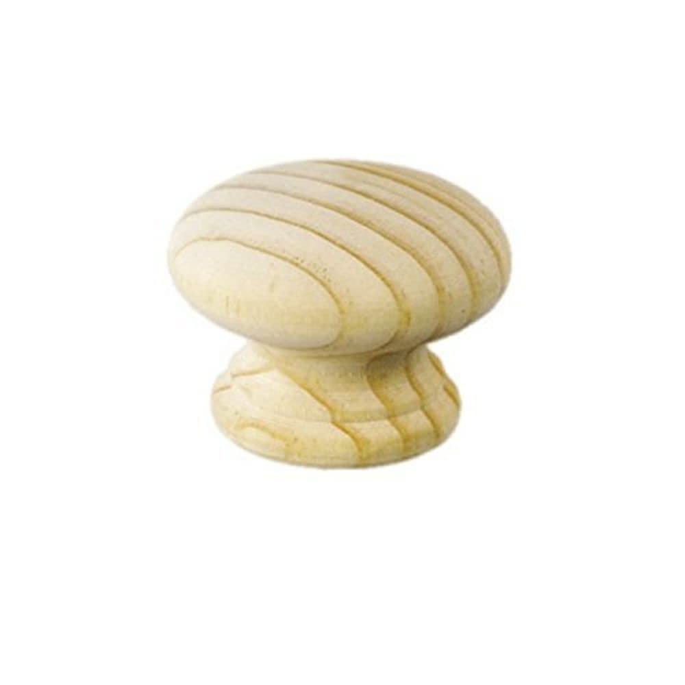 Merriway BH03884 (4 Pcs) Unlacquered Pine Cupboard Cabinet Drawer Door Knob, Pre-Drilled for Screw or Dowel 60mm 2.1/2 inch - Pack of 4 Pieces