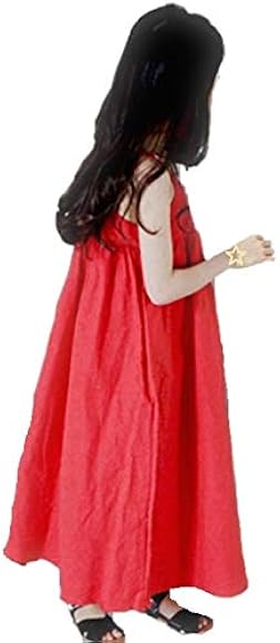 Amazon Kids 無地 ロング ワンピース ノースリップ リゾートワンピース 女の子 子ども キッズ 100cm オレンジレッド ワンピース チュニック 通販