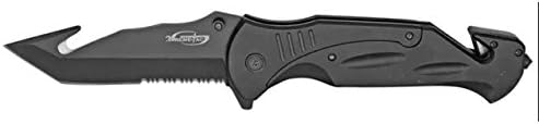 10.5" Heavy Duty Black Spring Assist Folding Knife w/ Guthook Blade XT0212BK