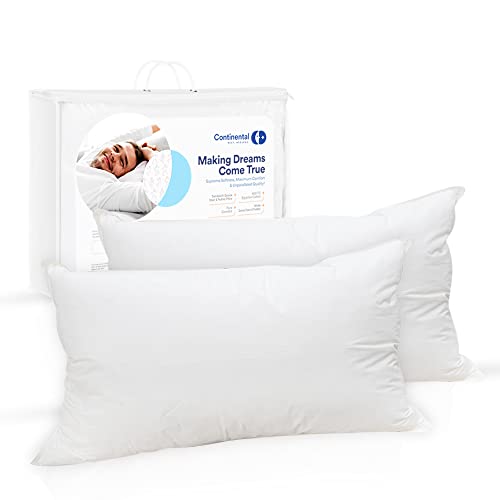 Continental Bedding Goose Feather & Down Pillows, Thick Comfort, Hotel