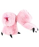 Animal Paw Slippers by LazyOne | Fuzzy Slippers With Claws Monster Dinosaur Bigfoot Wolf Bear + Kid's and Adult's Sizes (Medium, Pink Bear)