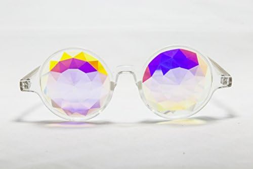 Festival Junkie Clear PLUR-Vision Rainbow Diamond Kaleidoscope Glasses
