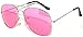 Classic Aviator Style Pink Gradient Lens Sunglasses Metal Silver Frame Ladies