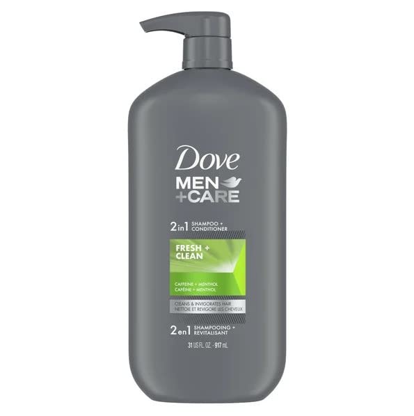 DOVE MEN+CARE 2-IN-1 SHAMPOO & CONDITIONER FRESH+CLEAN WITH CAFFEINE+MENTHOL, 31 FL OZ (PACK OF 1)