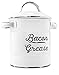 AuldHome Design Grease Container, White Enamelware Bacon Grease Can w/Strainer, Farmhouse Style, Keto-Friendly