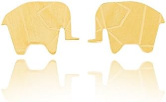 Jew: Dainty Pendientes Mujer Moda Gold Silver Plated Origami Tiny Elephant Charm Stud Earrings Minimalist Jewelry
